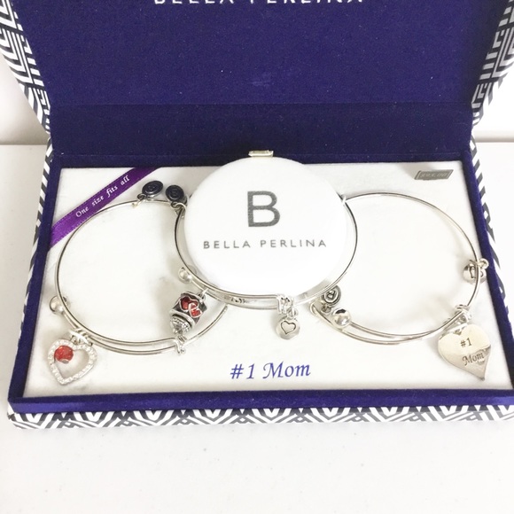 Bella Perlina Set Of 3 Bracelets #1 Mom Heart - Picture 1 of 3